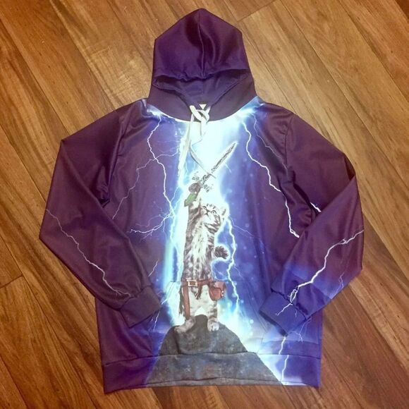 3D Lightning Graphic unisex Pullover Hoodie - Picture 6 of 8